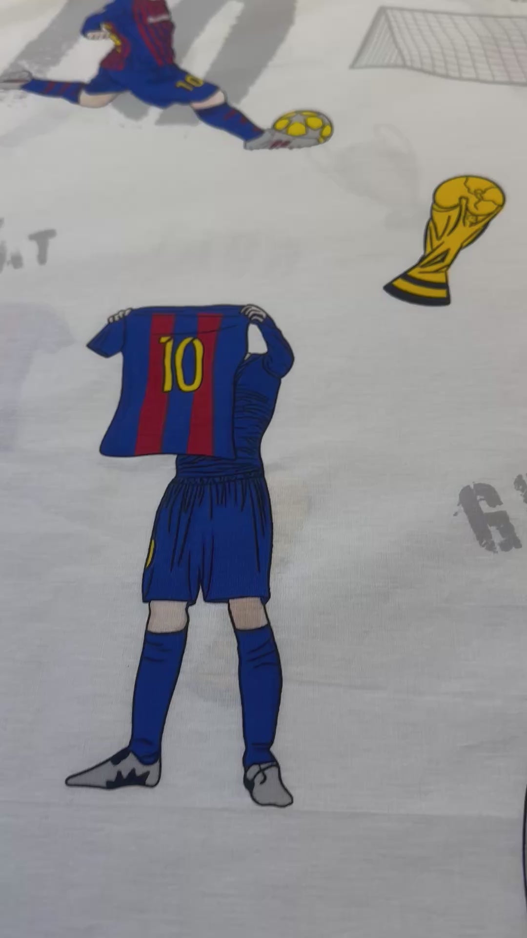 Messi-themed soccer bedding set for boys with fun goal graphics